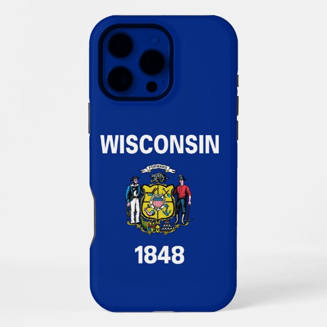 Coque iPhone Apple iPhone 16 Pro Max, drapeau du Wisconsin (Verso)