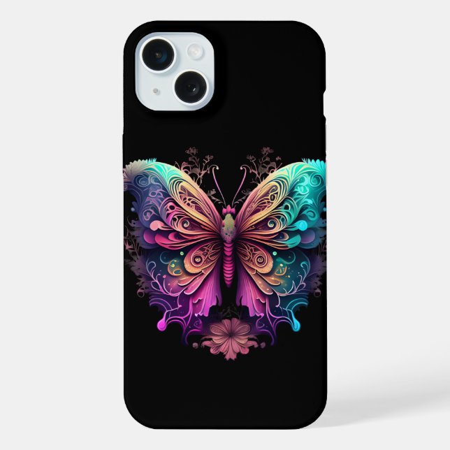 Coque iPhone Apple iPhone papillon arc-en-ciel espace phonecase (Verso)