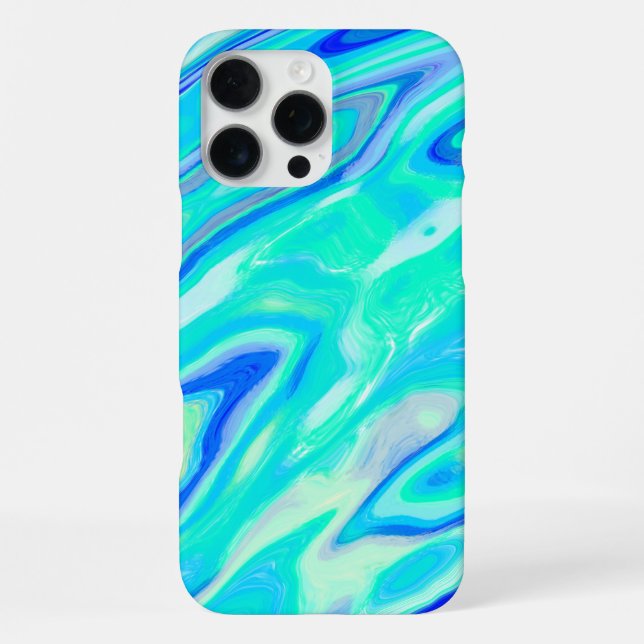 Coque iPhone Aqua Blue Marble Texture Abstrait Motif liquide (Verso)