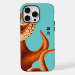 Coque iPhone 15 Pro Max Aqua coloré et Octopus orange