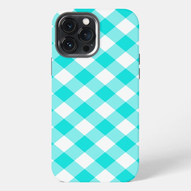 Coque iPhone Aqua En vichy (Verso)