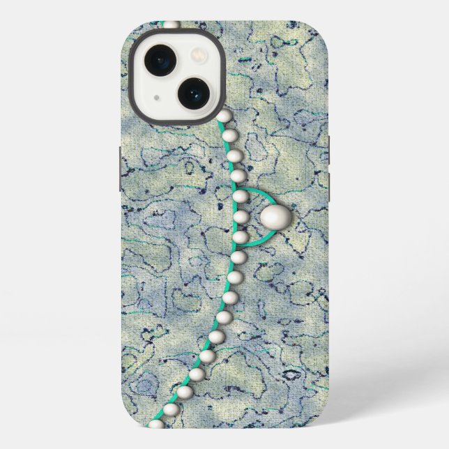Coque iPhone Aqua Smokey avec perles (Verso)