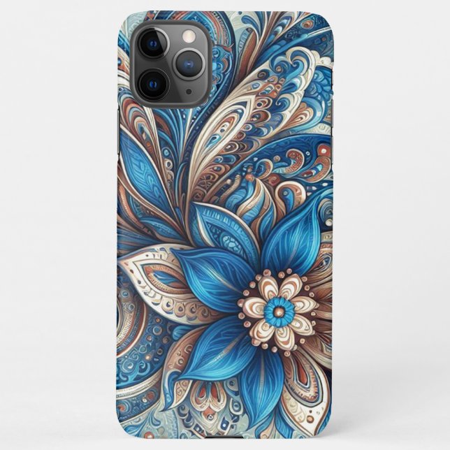 Coque iPhone Aqua Turquoise Azure Blue Beige Paisley Art Motif (Dos)
