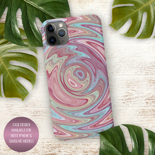 Coque iPhone 11Pro Max Aqua Turquoise Blue Blush Pink Swirl Art