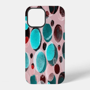 Coque iPhone 12 Aquarelle à pois, motif abstrait.