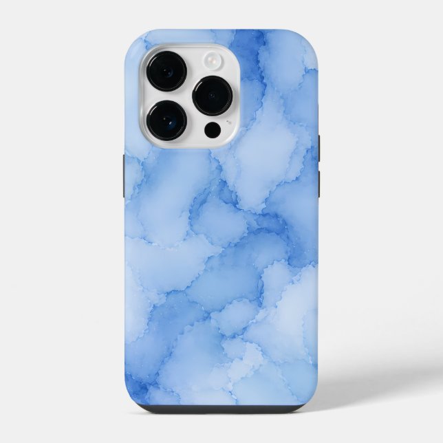 Coque iPhone Aquarelle Abstraite Bleu Clair (Verso)