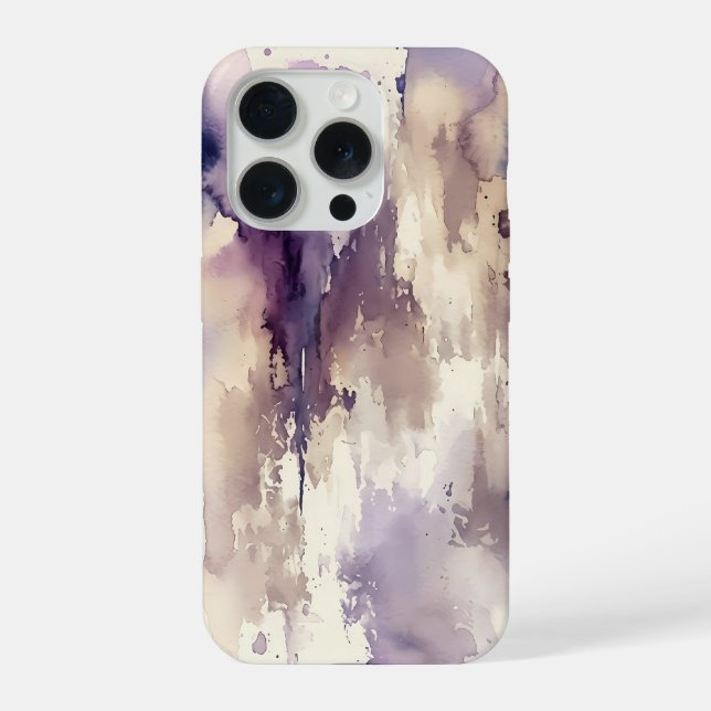 Coque iPhone Aquarelle abstraite violette et beige (Verso)