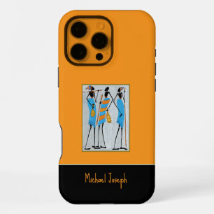 Coque iPhone 16 Pro Max Aquarelle, Art Africain, Guerriers Masaï