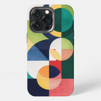 Etui iPhone 13 Pro Aquarelle Bauhaus - Boîtier de téléphone vert géom