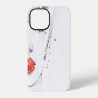 Coque iPhone 12 Aquarelle Beauté : Illustration de portrait fémini