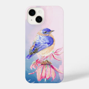 Coque Pour iPhone 14 Aquarelle Bleu Jardin Oiseau Nature Art