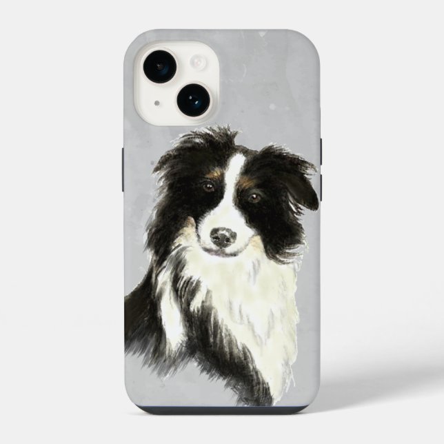 Coque iPhone Aquarelle Bordure Collie Chien Animaux de compagni (Verso)