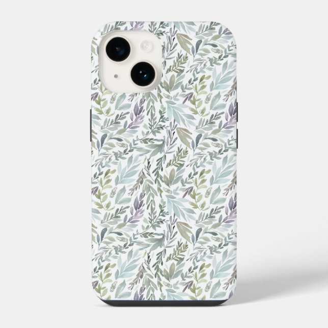 Coque iPhone Aquarelle botanique bleu vert (Verso)