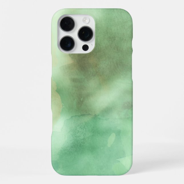 Coque iPhone Aquarelle brossée noire et verte moderne (Verso)