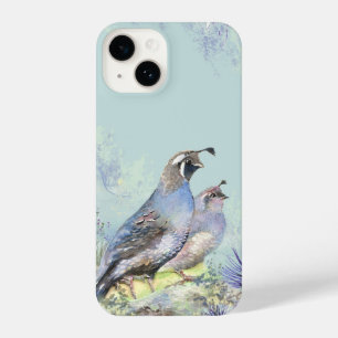 Coque Pour iPhone 14 Aquarelle Californie Quail Bird Nature Art