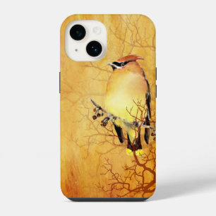 Coque Pour iPhone 14 Aquarelle Cèdre cire Oiseau Faune Nature Art