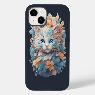 Coque Pour iPhone 14 Aquarelle Chat Floral Mignon Splash