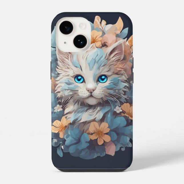 Coque iPhone Aquarelle Chat Floral Mignon Splash (Verso)