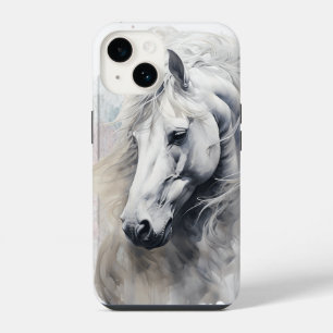 Coque Pour iPhone 14 Aquarelle Cheval Blanc