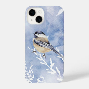 Coque Pour iPhone 14 Aquarelle Chickadee Hiver Forêt de neige Oiseau