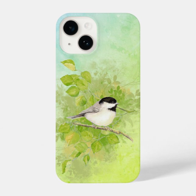 Coque iPhone Aquarelle Chickadee Oiseau Faune Nature Art (Verso)