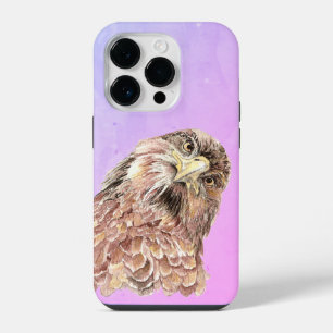 Coque Pour iPhone 14 Plus Aquarelle Curieux Jugemental Faucon Drôle d'Art d'
