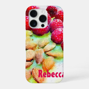 Coque iPhone 16 Pro Aquarelle de collation aux framboises et aux amand