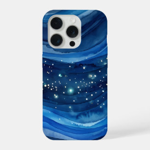 Coque iPhone 15 Pro Aquarelle d'eau de mer étoilée