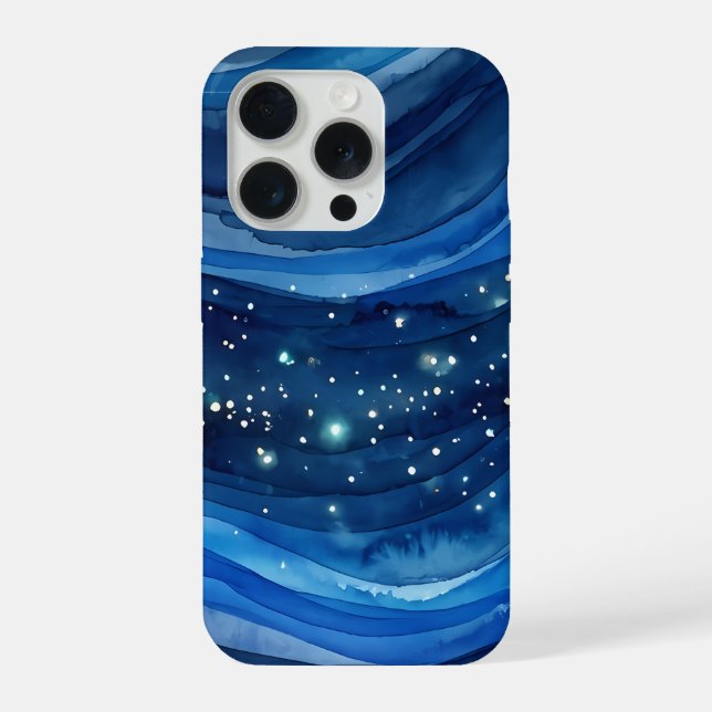 Coque iPhone Aquarelle d'eau de mer étoilée (Verso)