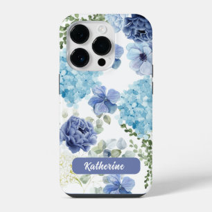 Coque Pour iPhone 14 Plus Aquarelle fleur bleue hydrangea élégant