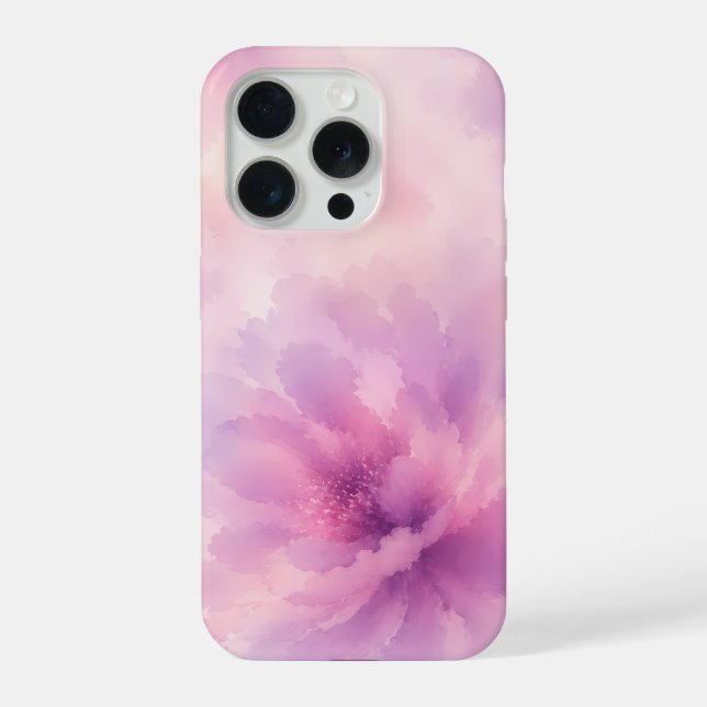 Coque iPhone Aquarelle Fleur de Lavande Rose Abstrait (Verso)
