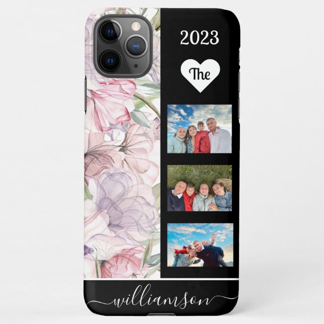 Coque iPhone Aquarelle Floral ♥ Famille Photo Collage ♥ (Dos)