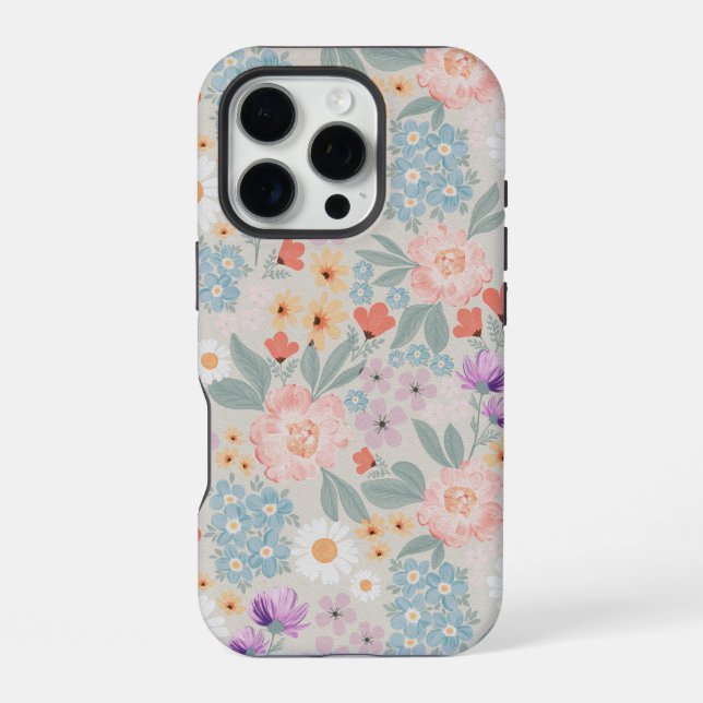 Coque iPhone Aquarelle Floral Rose Bohème (Verso)