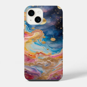 Coque Pour iPhone 14 Aquarelle Galaxie et planètes