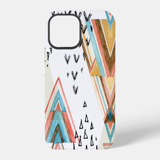 Coque iPhone 12 Aquarelle Géométrique Sans joint : Style Tribal.