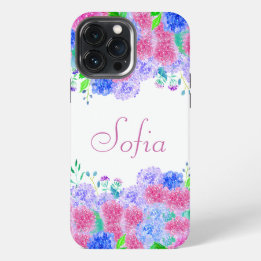 Etui iPhone 13 Pro Max Aquarelle Hydrangea Colorée Personnalisée