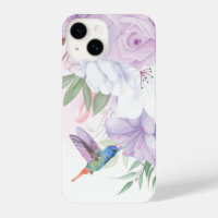Aquarelle Jardin Fleurs Oiseau de colibri