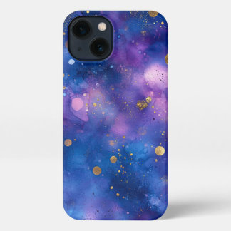 Etui iPhone 13 Aquarelle joli bleu élégant