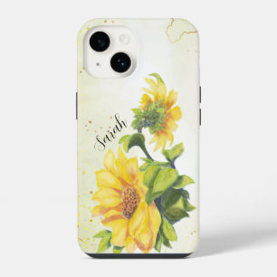 Coque Pour iPhone 14 Aquarelle joyeuse Fleurs de tournesol art Personna