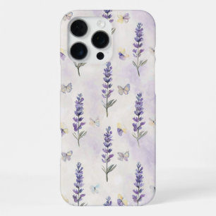 Coque iPhone 16 Pro Max Aquarelle Lavande et Motif de papillons