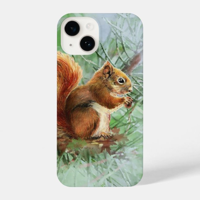 Coque iPhone Aquarelle mignonne petit écureuil rouge Art animal (Verso)