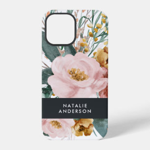 Coque iPhone 12 Pro Aquarelle moderne florale et feuillage élégant