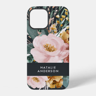 Coque iPhone 12 Aquarelle moderne florale et feuillage élégant