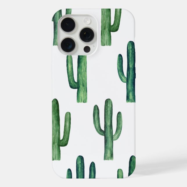 Coque iPhone Aquarelle motif cactus mignon. Botanique verte (Verso)