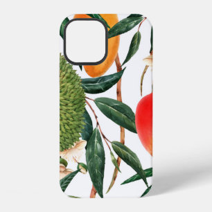 Coque iPhone 12 Aquarelle motif tropical, fruit durian, mangue