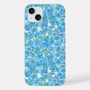 Coque iPhone 15 Plus Aquarelle myosotis