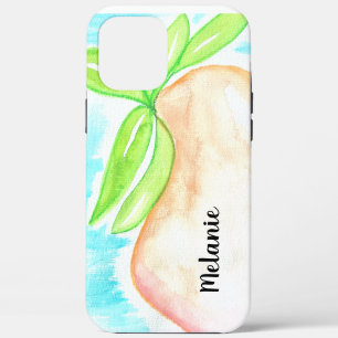 Coque iPhone 12 Pro Max Aquarelle Orange Mangue Monogrammé