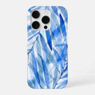 Coque iPhone 16 Pro Aquarelle Palms Hawaiian Tropical en Royal Blue