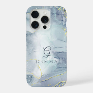 Coque iPhone 15 Pro Aquarelle Parties scintillant or Indicolite person