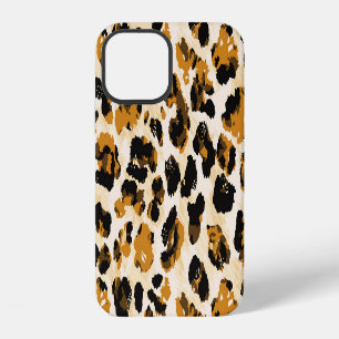 Coque iPhone 12 Aquarelle peau léopard, dégradé cravate-teint.